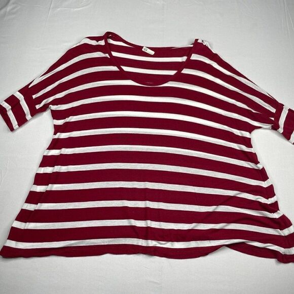 AG Adriano Goldschmied Oversized Red Striped Dolman Tee - Picture 1 of 8